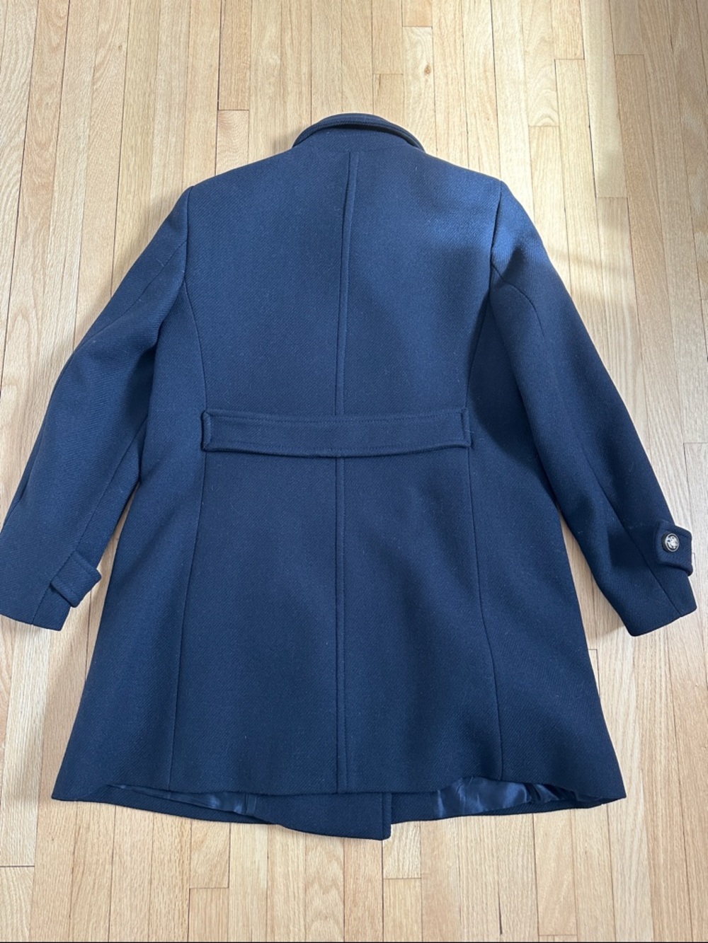 Zara women’s navy wool blend swing pea coat size large - Picture 7 of 9